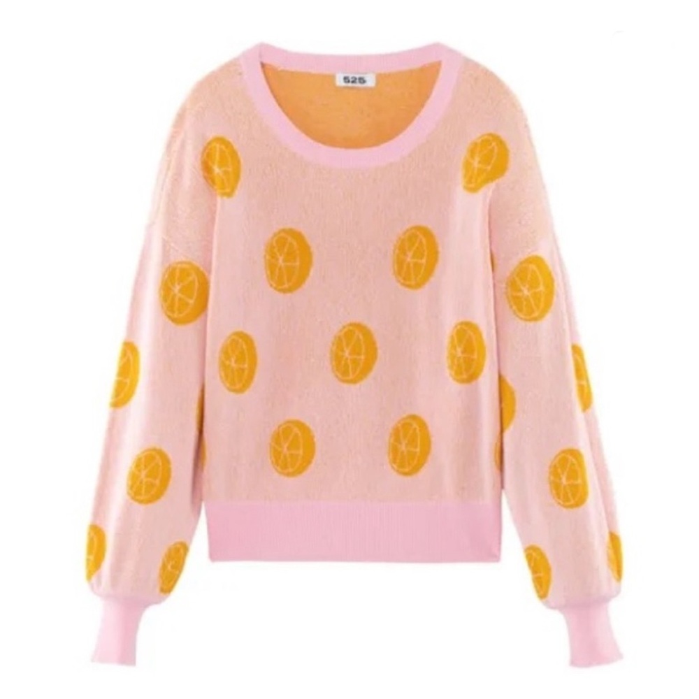 525 America Pink Sweater with Orange Patterns